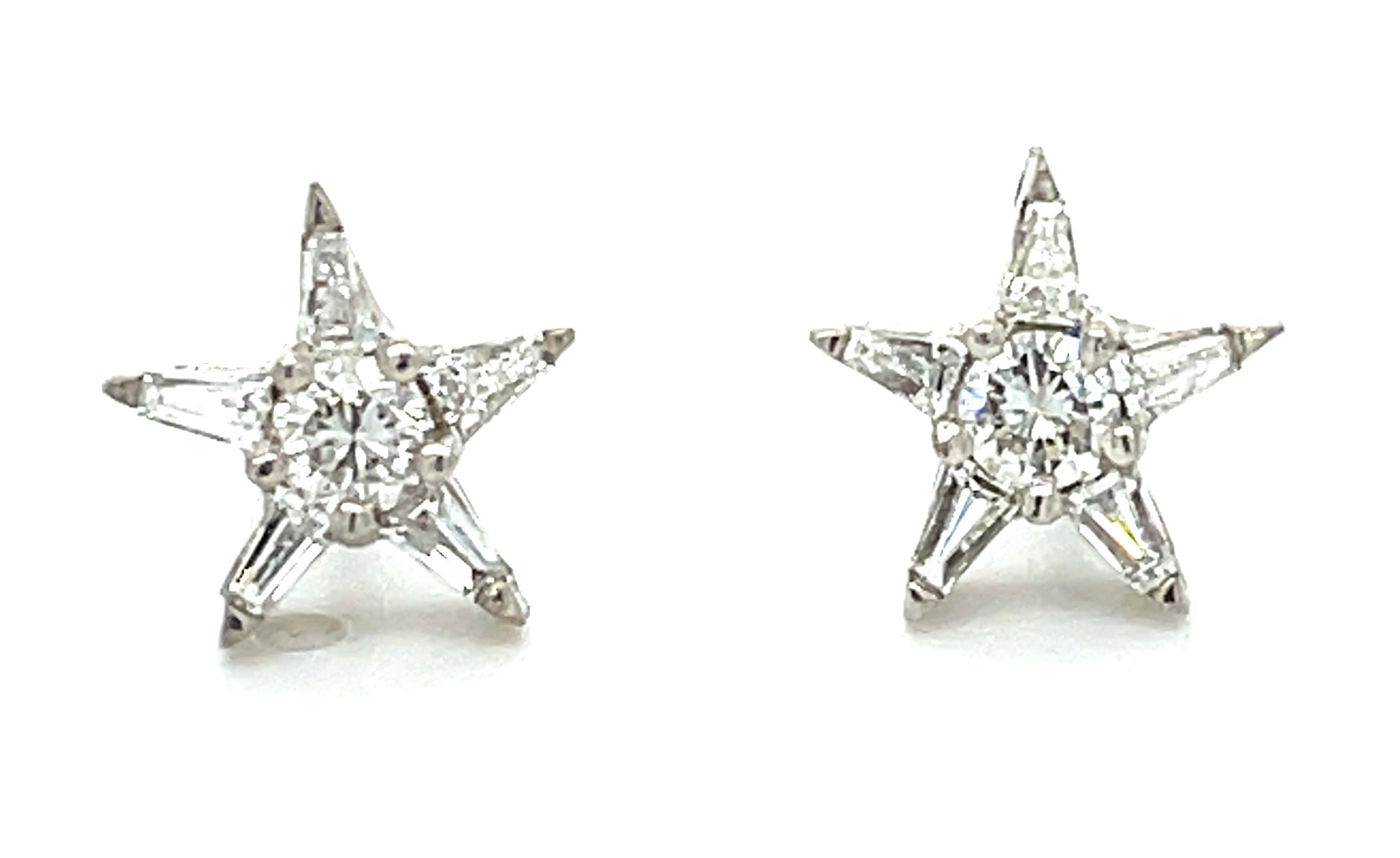 0.30ct Diamond 14KW  2.20gr Earrings .64ct Sd Screwbacks Stars