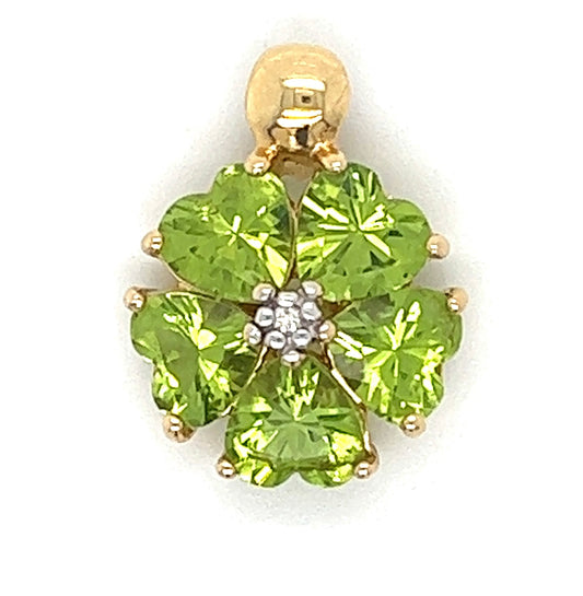 1.00ctw Peridot &  0.03ctw Diamond 14KY  3.00gr Pendant