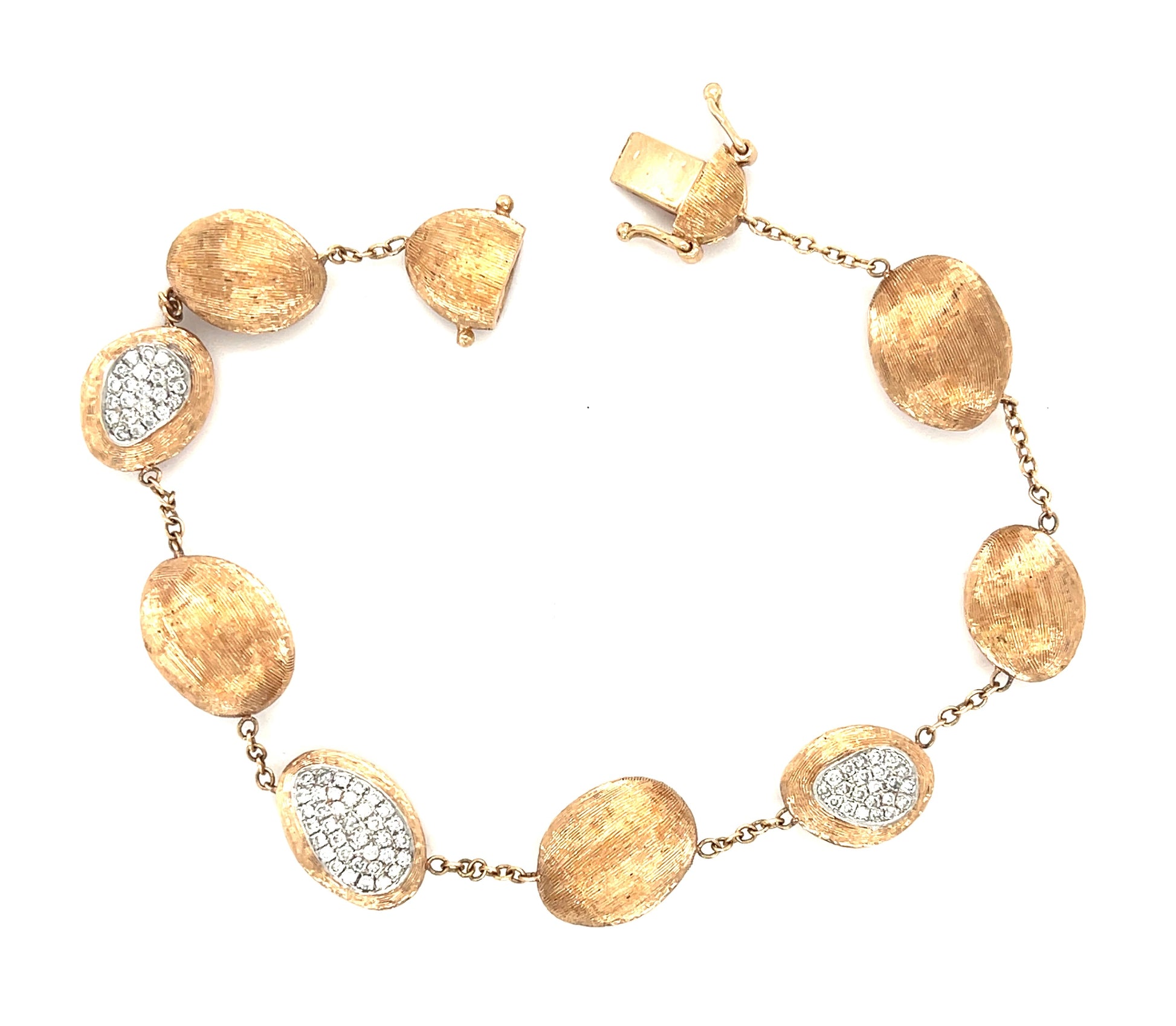 0.49ct Diamond 14KY Rose Gold 17.32gr Bracelet + White Gold | Hallmark Length 7.