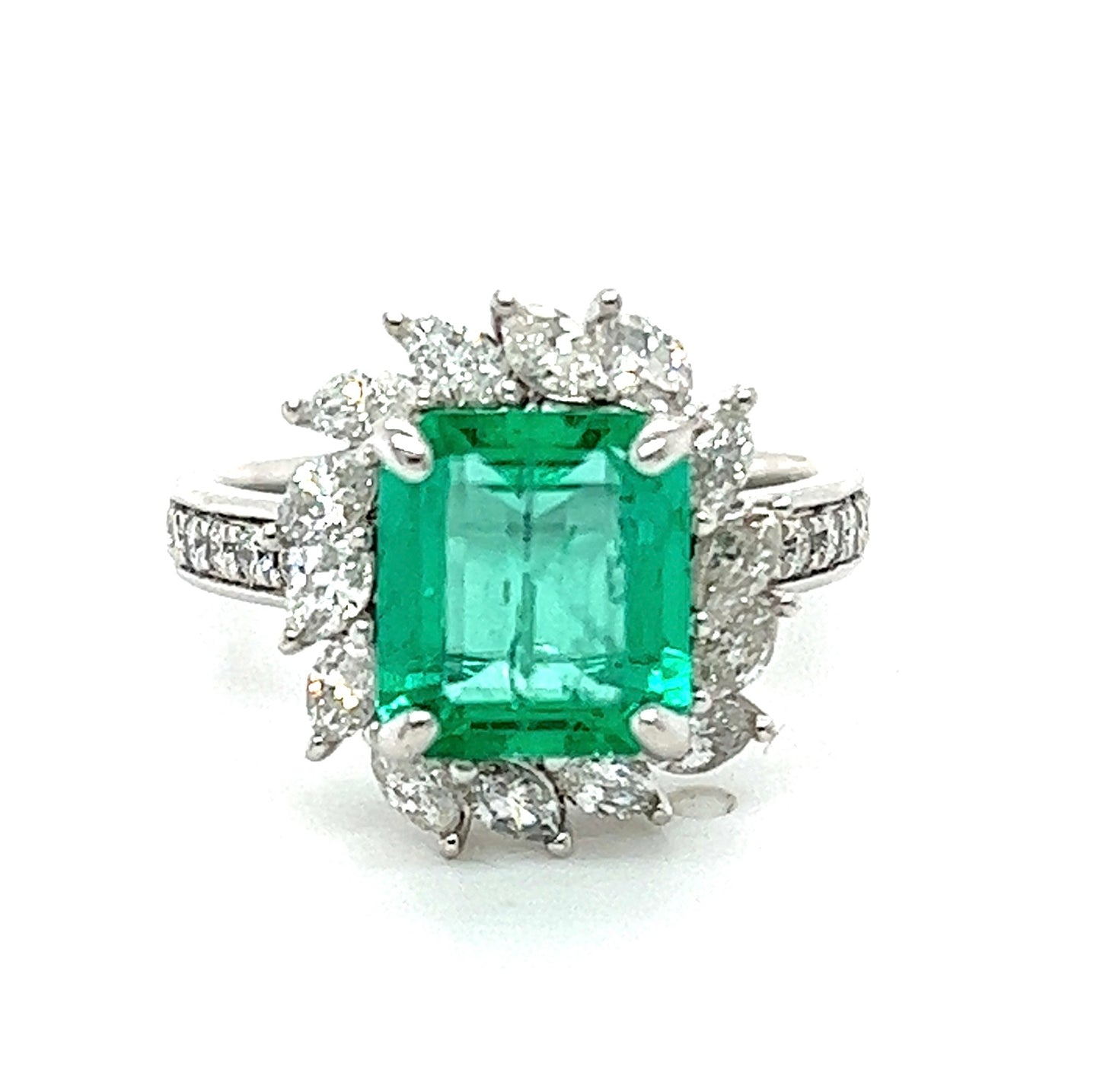 2.16ct Colombian Emerald & 1.00ctw Diamond PT 8.40gr Ring Circa 1970s