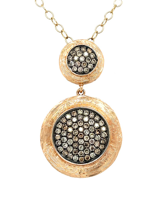 .59ct Champagne Diamond 14KY Rose Gold 6.58gr Necklace Length 16