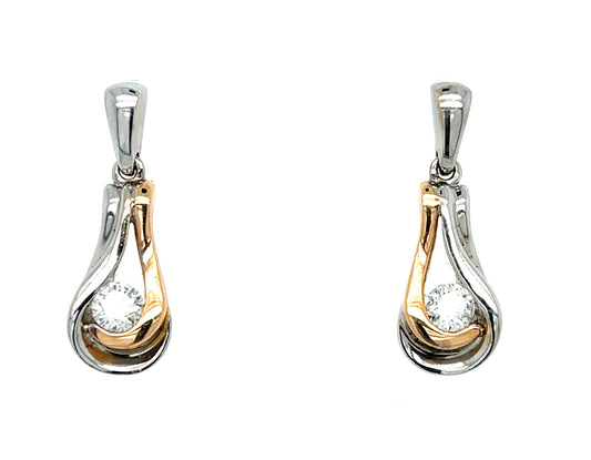 Estate  0.46ct Diamond 14KY 2 Tone Gold 4.82gr Earrings Length .75