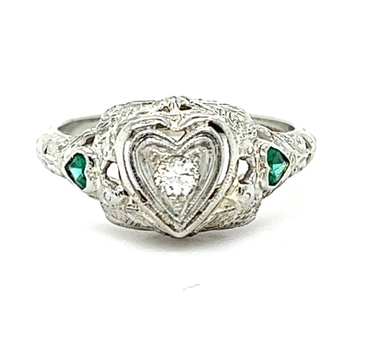 Art Deco .04ct Diamond 18KW 3.10gr Ring (Antique 1920s)