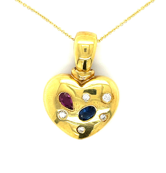 .30ct Ruby & 0.35ctw Sapphire 18KY 9.44gr Pendant