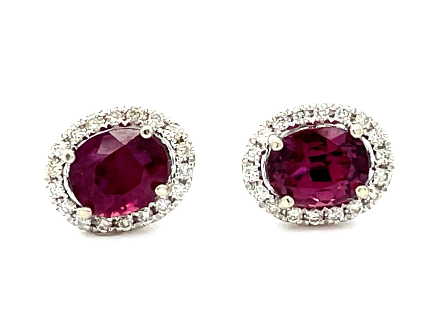 1.90ct Ruby & 0.20ctw Diamond 14KW 2.70gr Stud Earrings