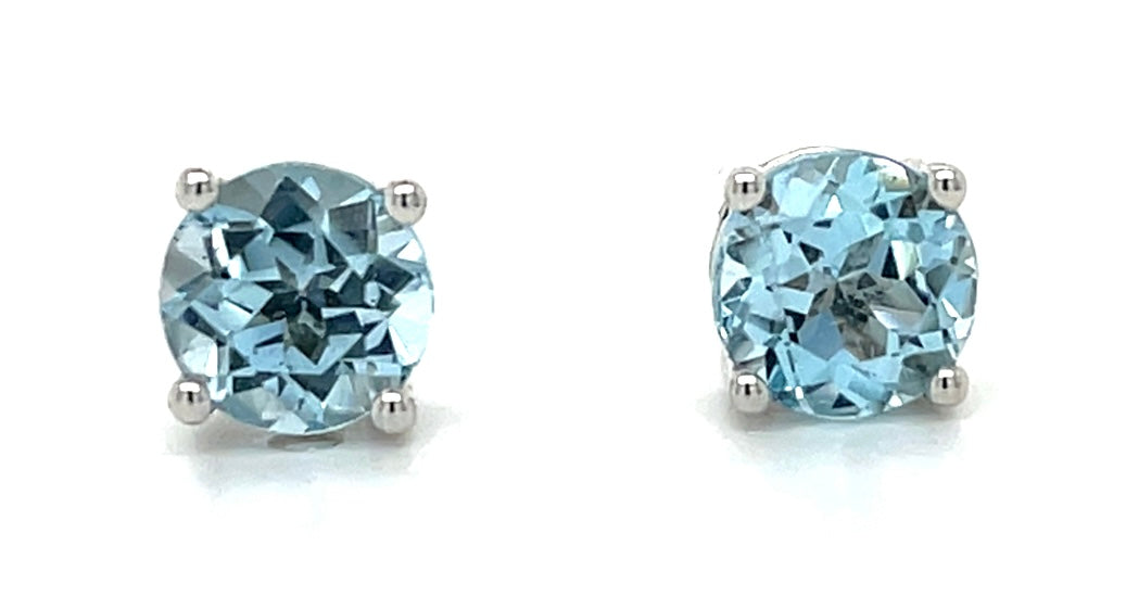 3.00ct Aquamarine 14KW 2.34gr Stud Earrings