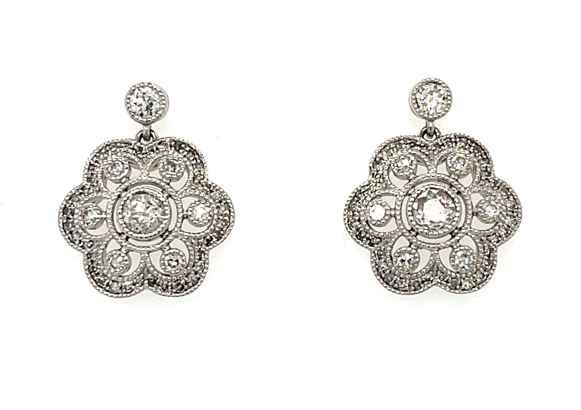 1.14ct Diamond PT  7.30gr Earrings Exact Weights Length .75