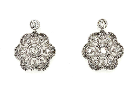 1.14ct Diamond PT  7.30gr Earrings Exact Weights Length .75