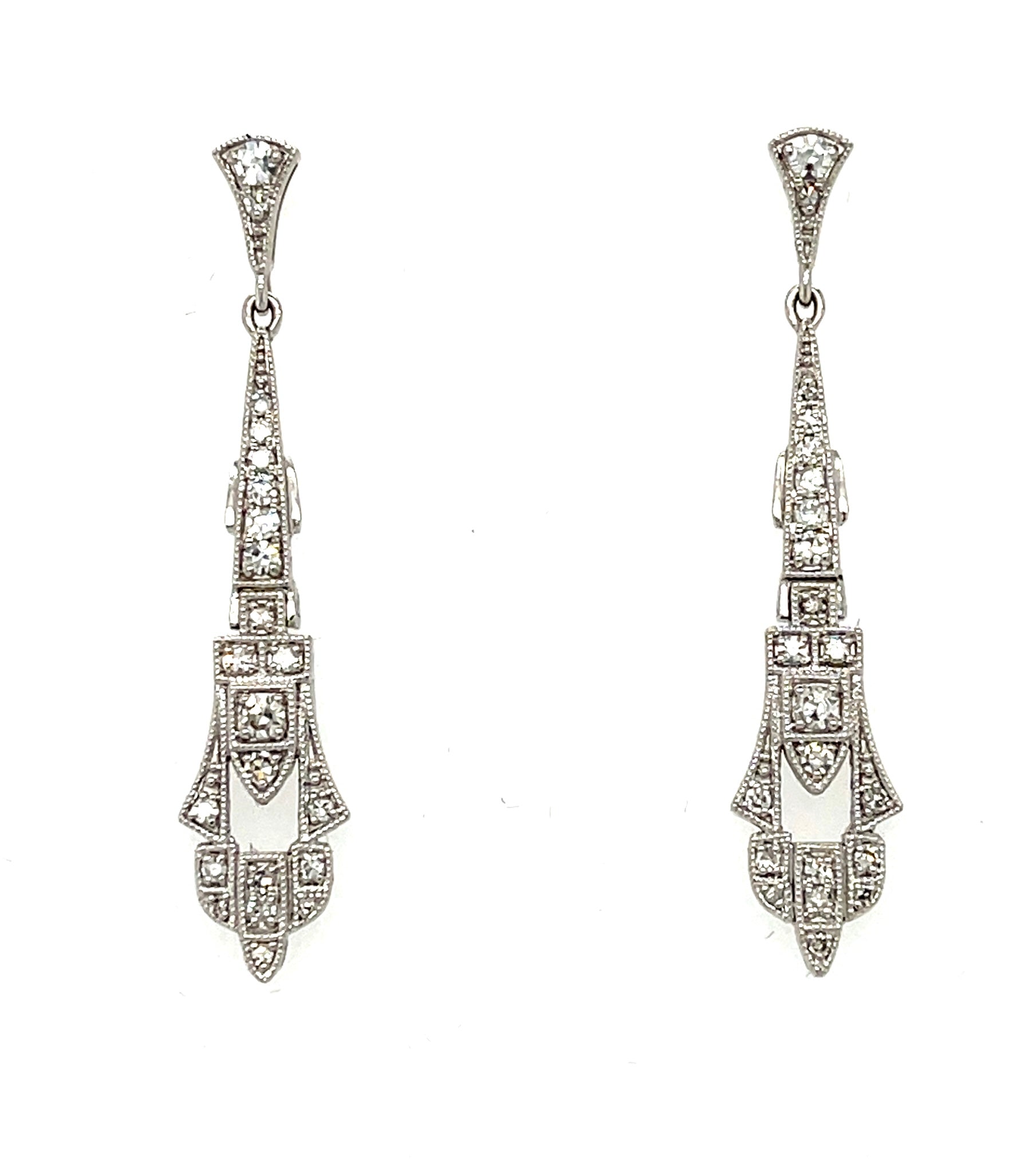 0.43ct Diamond 14KW  Earrings Exact Length 1.50