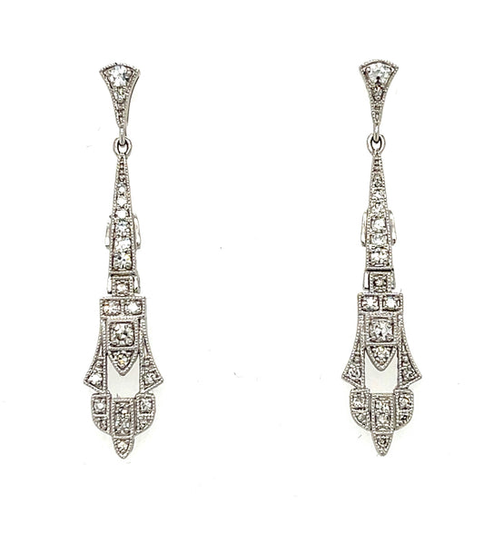 0.43ct Diamond 14KW  Earrings Exact Length 1.50