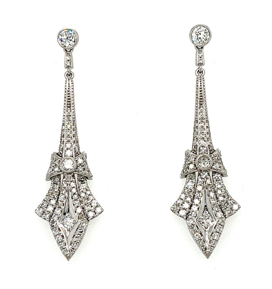 1.64ct Diamond 14KW  6.48gr Earrings Exact Length 1.75