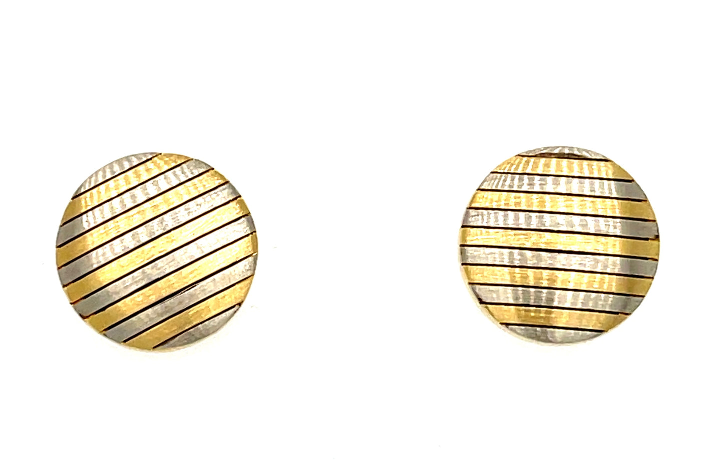 Art Deco 18KY Two Tone Earrings (Vintage 1930s) .50" 5g