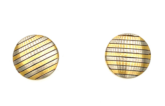 Art Deco 18KY Two Tone Earrings (Vintage 1930s) .50" 5g