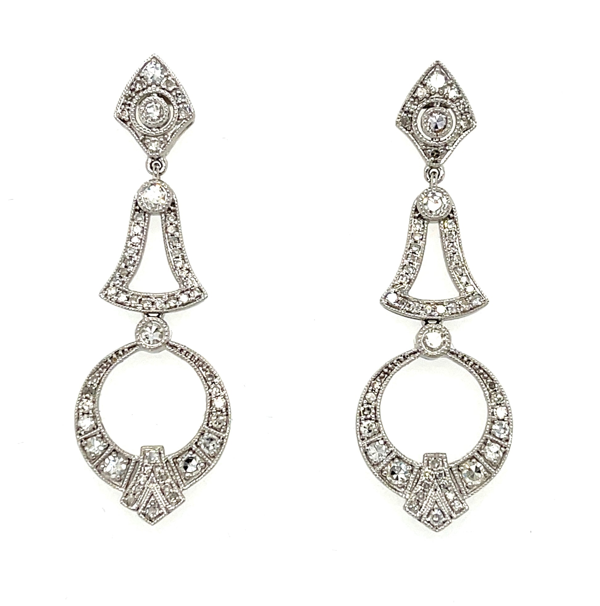 0.88ct Diamond 14KW  6.15gr Earrings Exact Weights Length 1.25