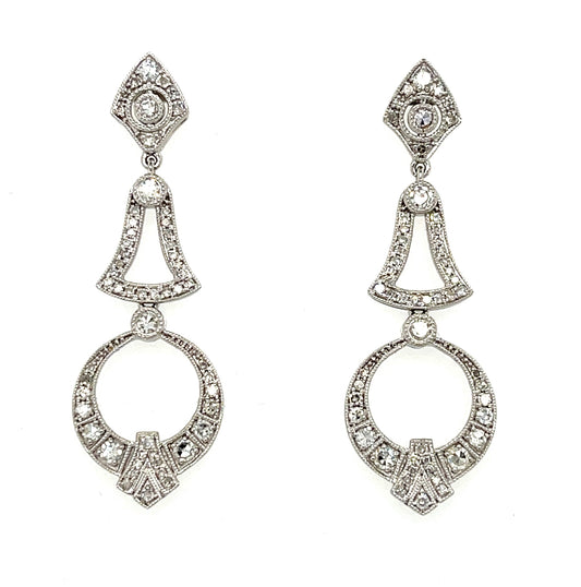 0.88ct Diamond 14KW  6.15gr Earrings Exact Weights Length 1.25