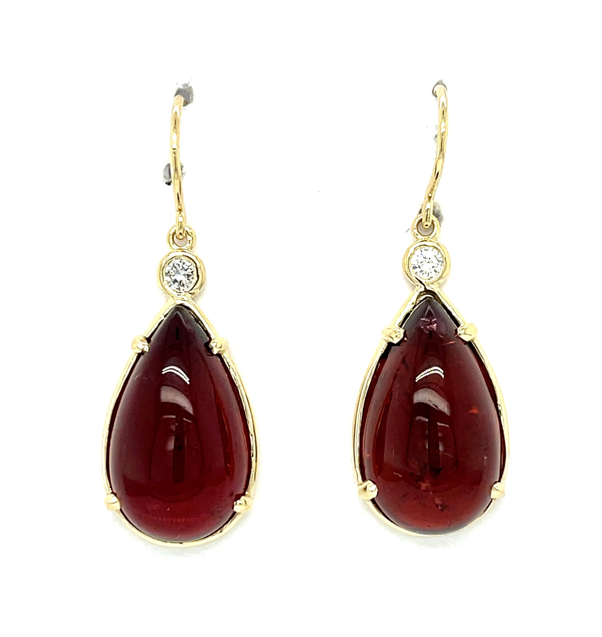 24.56ct Rubelite Tourmaline &  24.56ctw Diamond 14KY  8.10gr Earrings Length 1.5