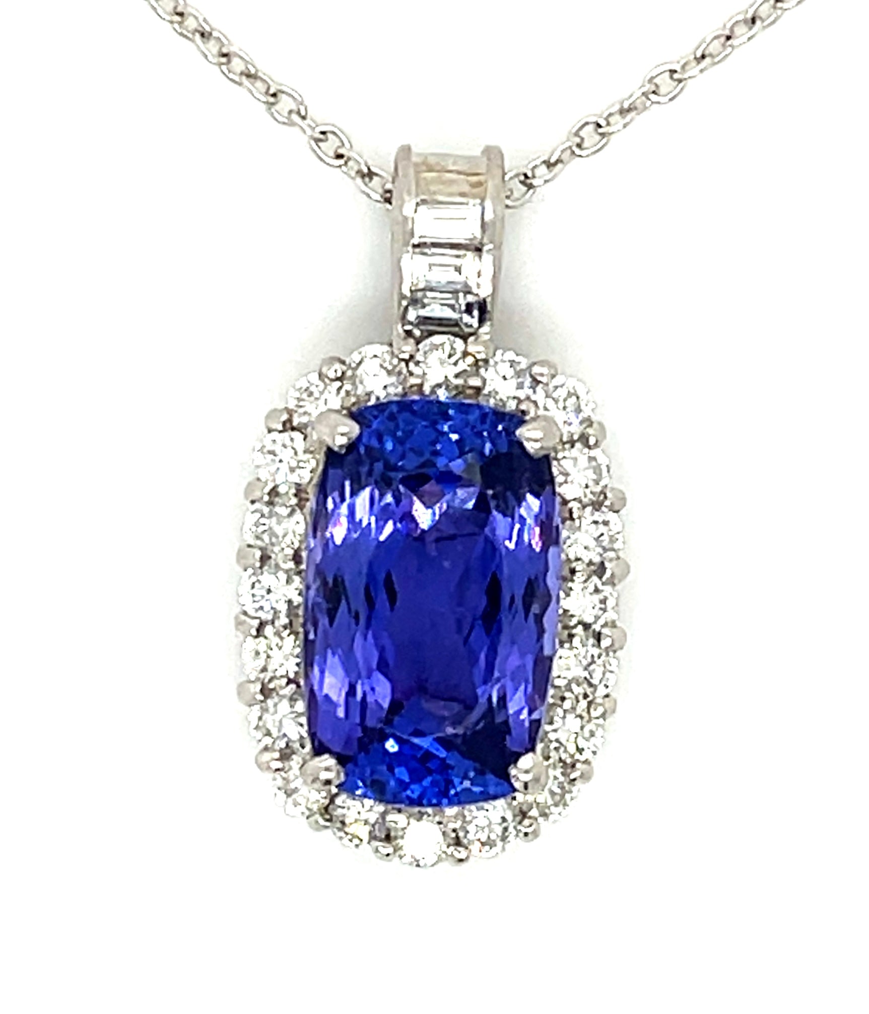 5.24ct Tanzanite &  0.79ctw Diamond PT  12.20gr Pendant Length 16