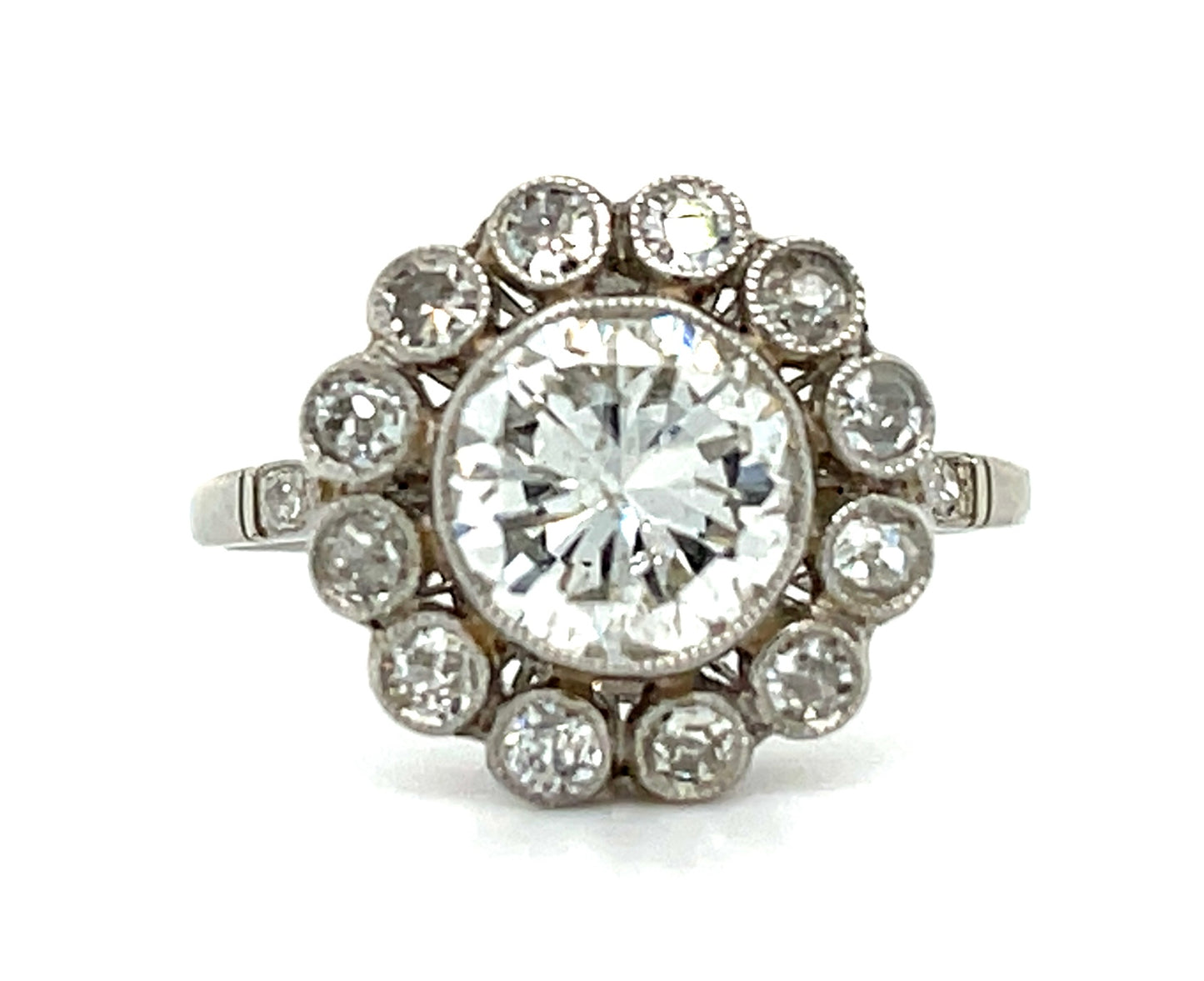 1.85ct SI3 H-I (No Cert) Diamond PT 4.57gr Ring Handmade