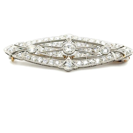 Original Art Deco .65ct (3 Old European Diamonds) PT Brooch (Antique 1920s)