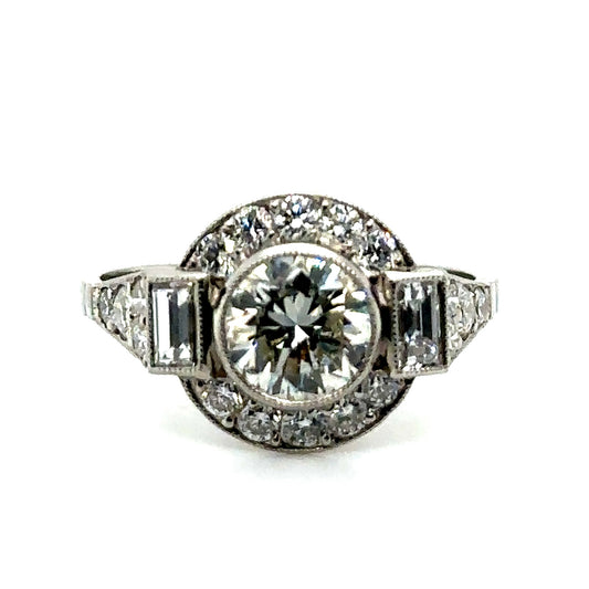 PT  3.90gr Ring Handmade Cd- 1.10ct. Sd-.84ct Size 7 1/4