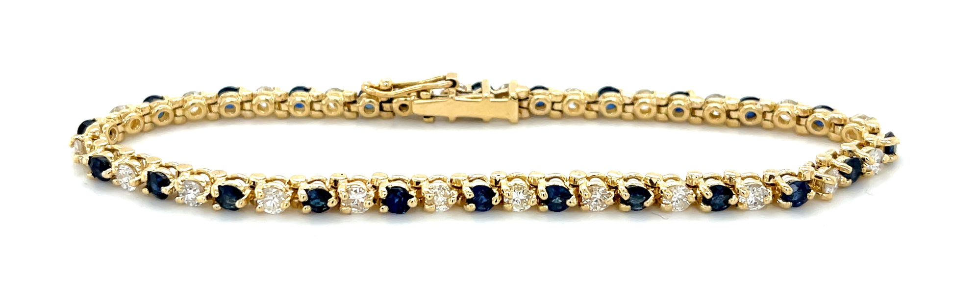 2.40ct Diamond &  2.30ctw Sapphire 14KY  11.57gr Bracelet Length 7.25
