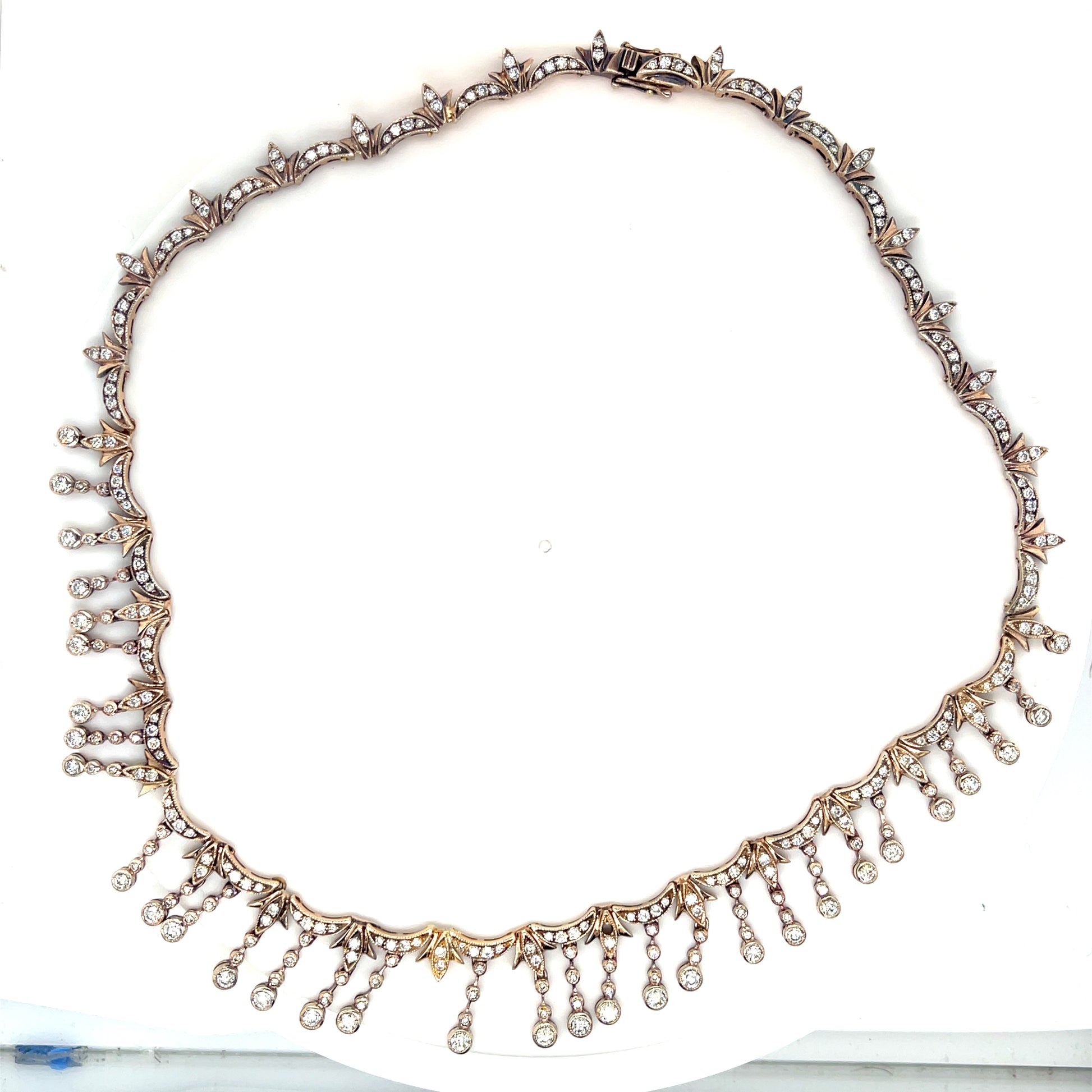 Estate  7.50ct Diamond 280 Stones 18KY  43.60gr Necklace Length 16