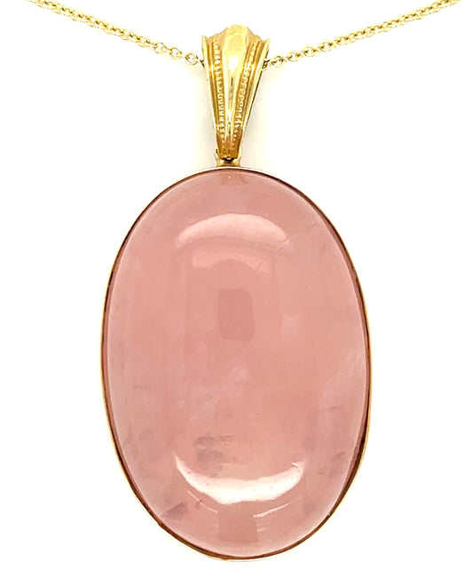 Estate  68.00ct Rose Quartz 14KY  17.19gr Pendant Length 16