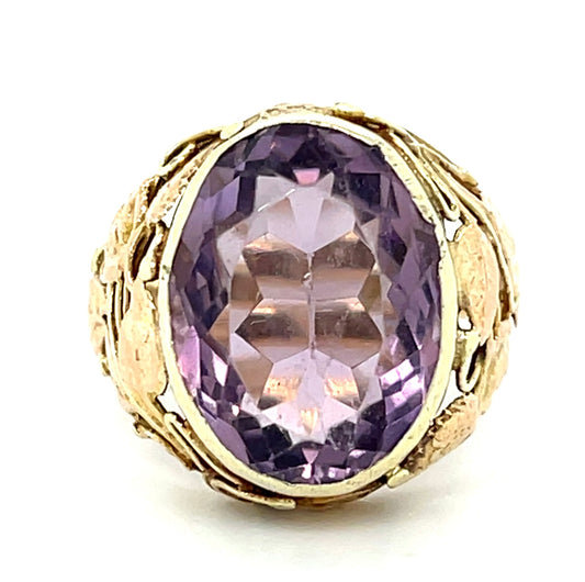 Arts & Crafts 10ct Amethyst 14KY Ring (Antique 1910s)
