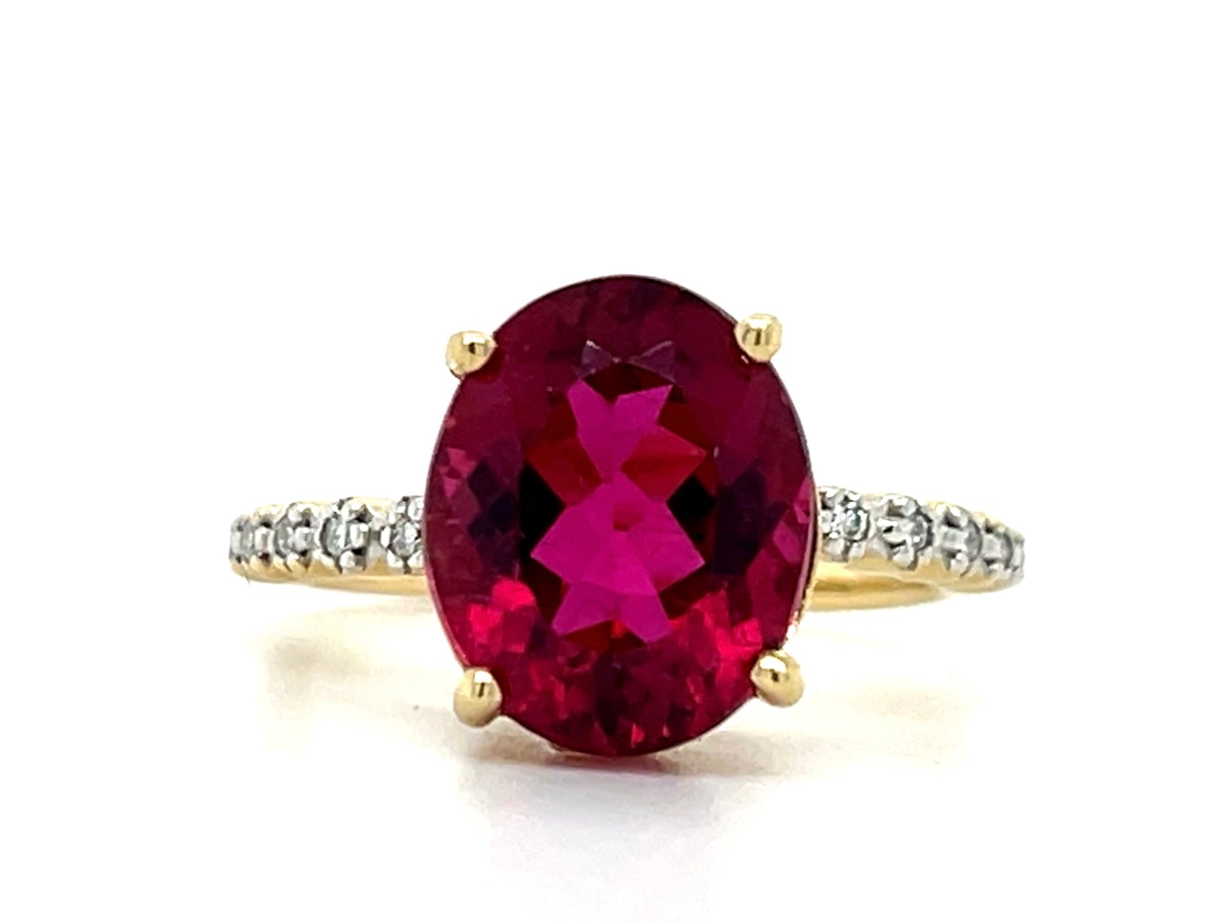5.50ct Rubelite Tourmaline &  0.12ctw Diamond 14KY  3.45gr Ring Size 5