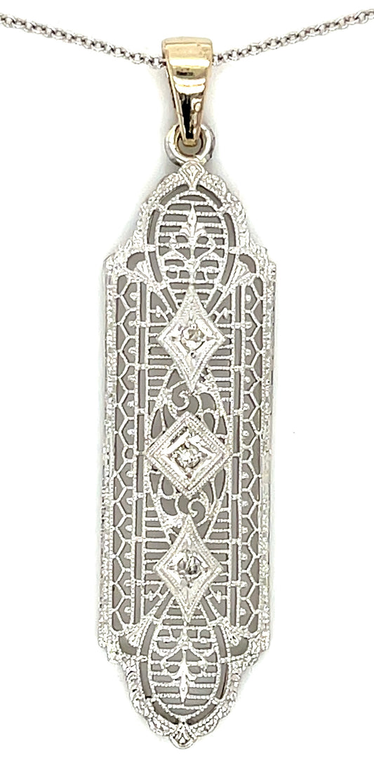 .06ct Diamond 14KY 2.64gr Art Deco Pendant Circa 1930s