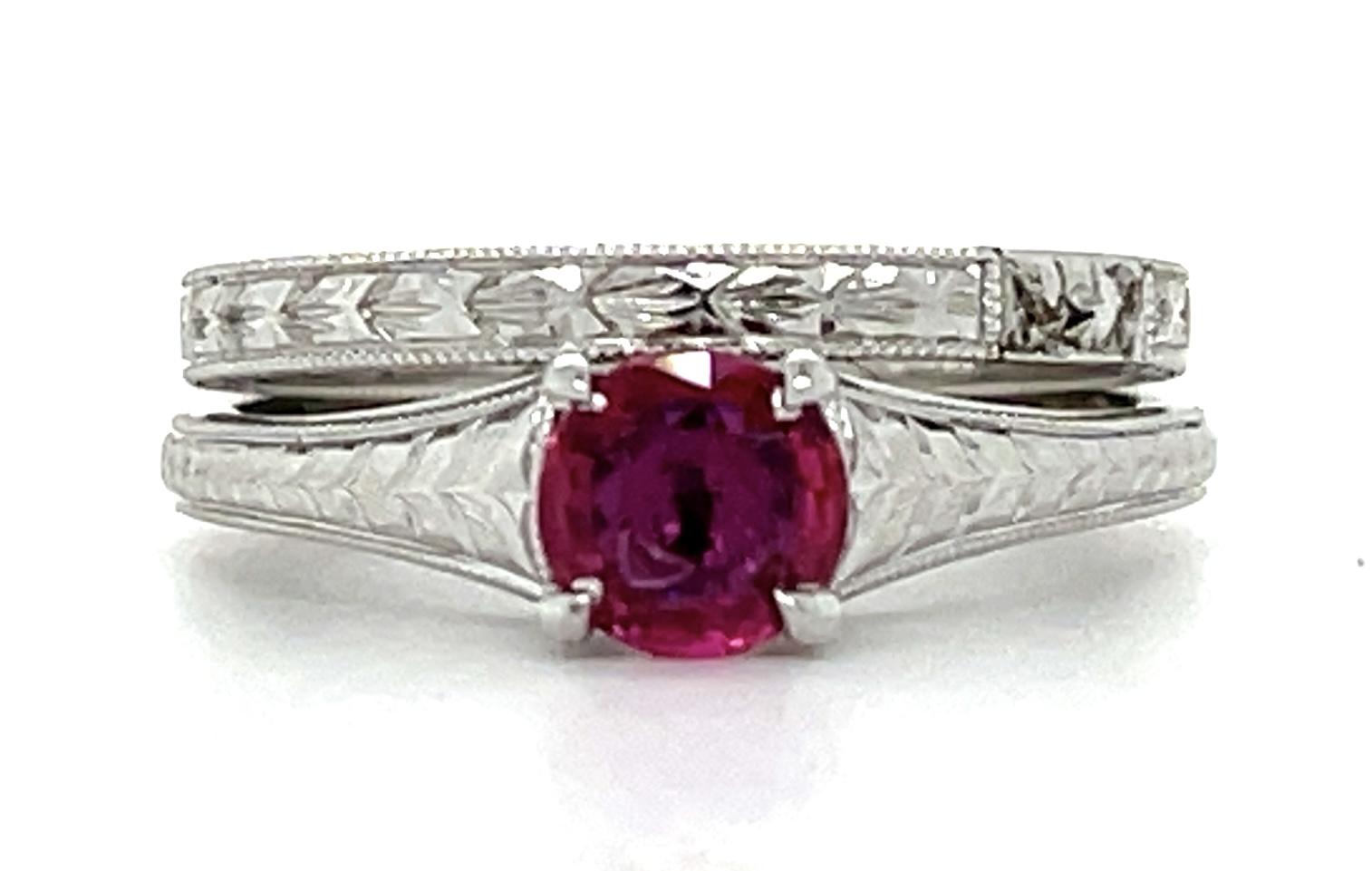 0.63ct Ruby 14KW  5.09gr Ring Set Size 6