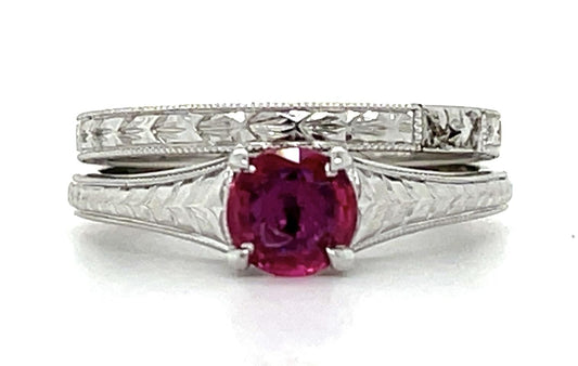0.63ct Ruby 14KW  5.09gr Ring Set Size 6