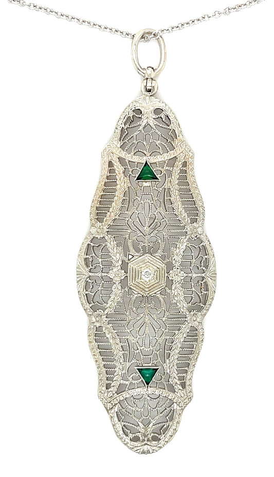 .02ct Diamond 14KW 7.00gr Art Deco Pendant Circa 1930s
