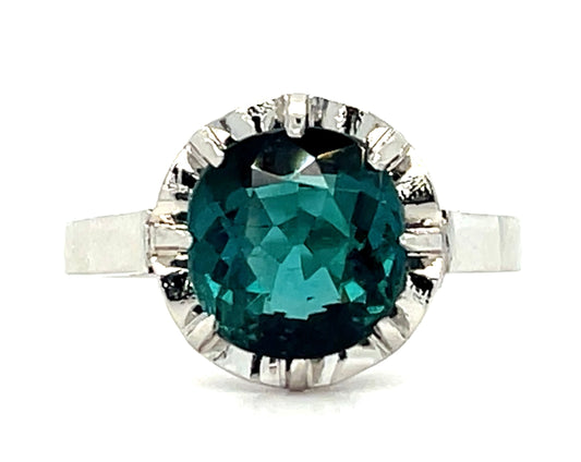 Estate  3.37ct Green-blue Tourmaline PT  6.18gr Ring Circa 1950s Size 7.50