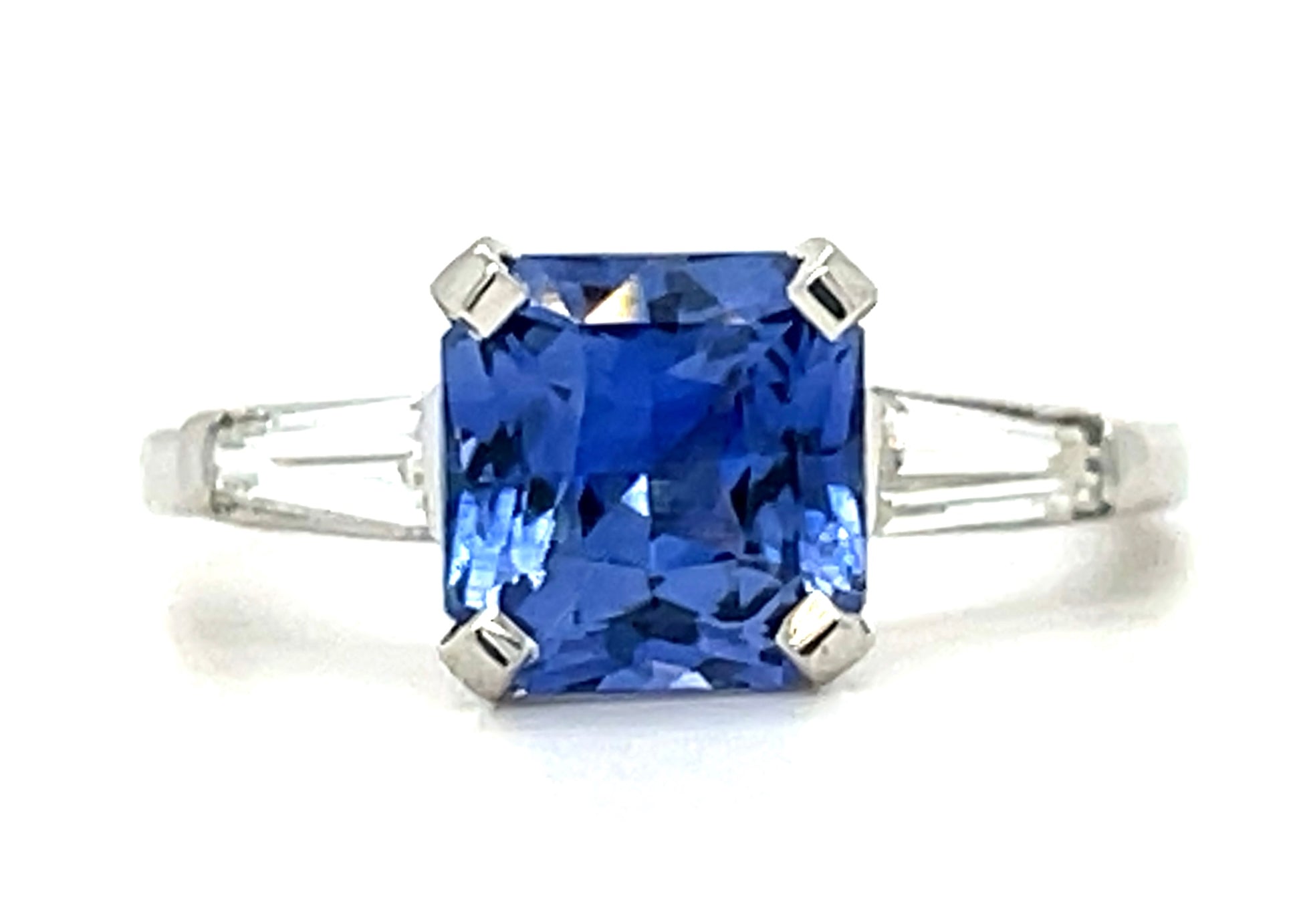 2.04ct Sapphire & 0.40ctw Diamond PT 4.01gr Ring Circa 1960s Size 6