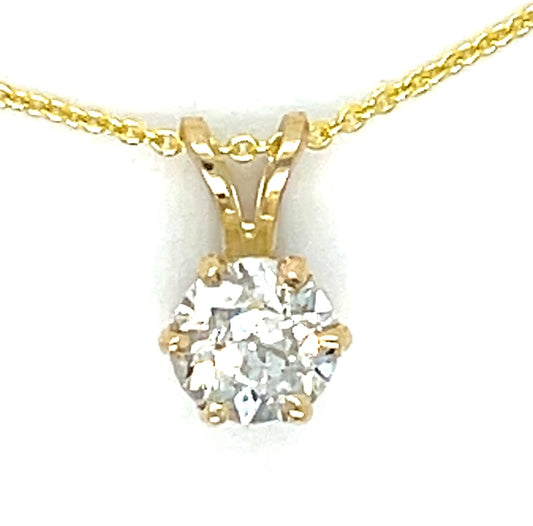 0.34ct European-cut Diamond 14KY  1.54gr Pendant Length 16