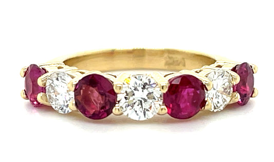 0.97ct Diamond &  1.95ctw Ruby 14KY  4.84gr Ring Size 6.25