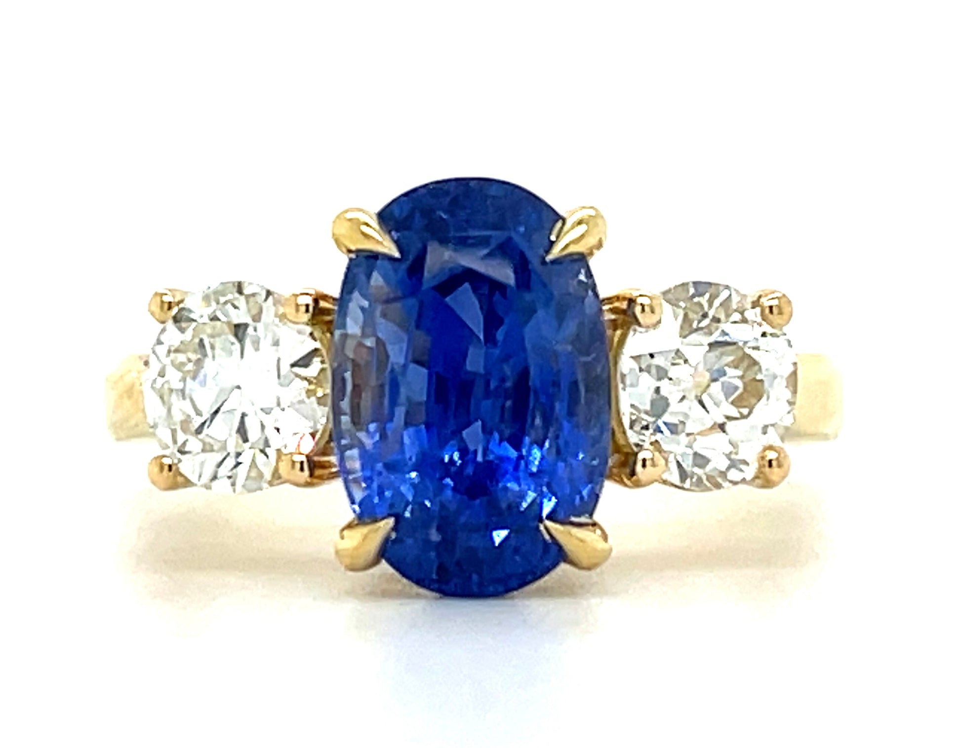 4.37ct Sapphire & 0.61ctw Diamond 18KY 6.55gr Ring .52ct Dia Gia I VS2