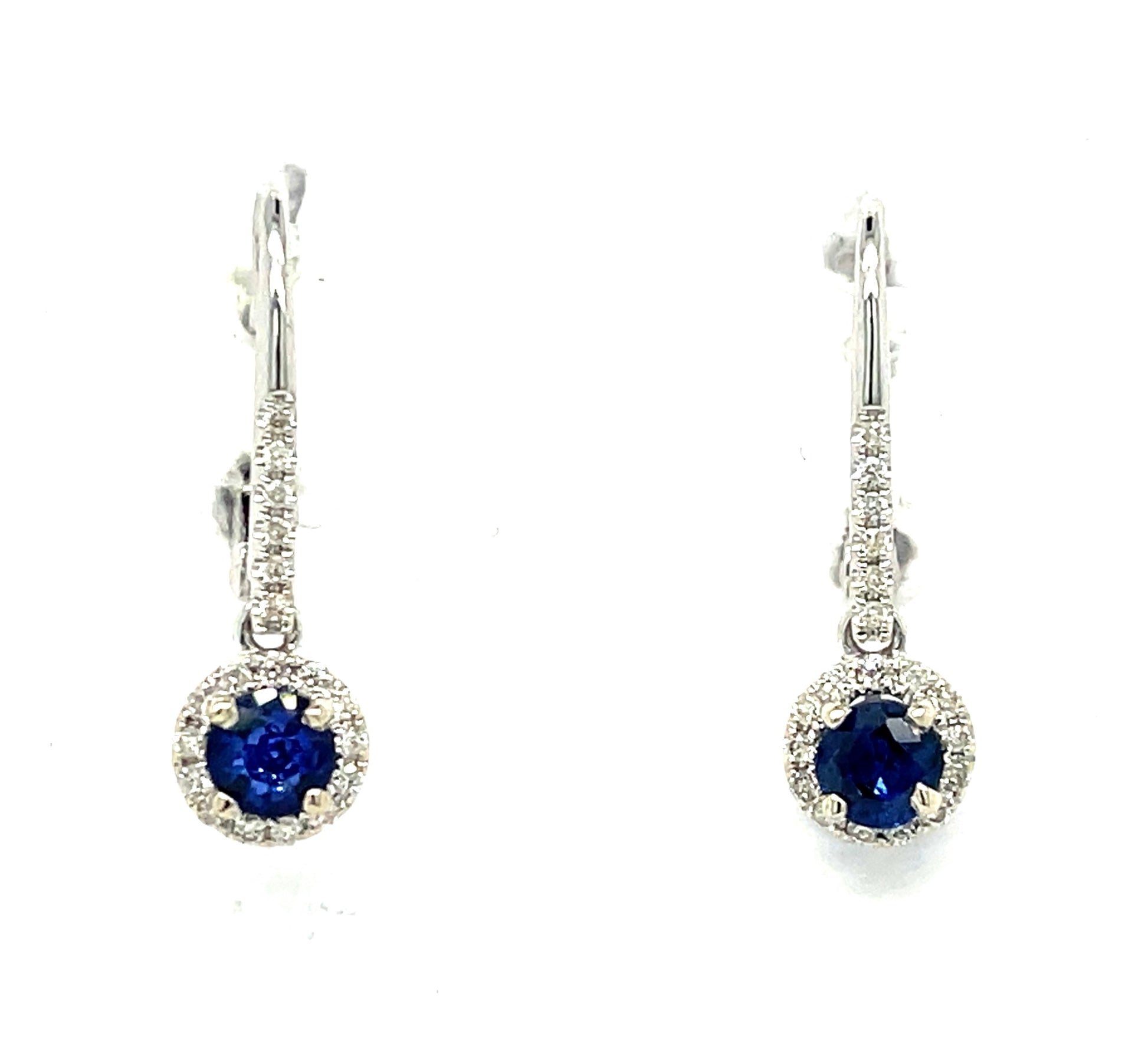 0.73ct Sapphire &  0.20ctw Diamond 14KW  2.18gr Earrings