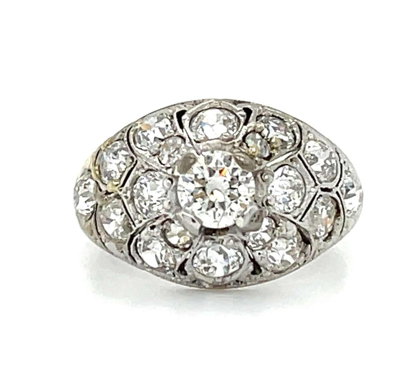 Art Deco 0.53ct Dia 18KW  3.98gr Ring Circa 1920s 1.90ct Sd Size 6.5