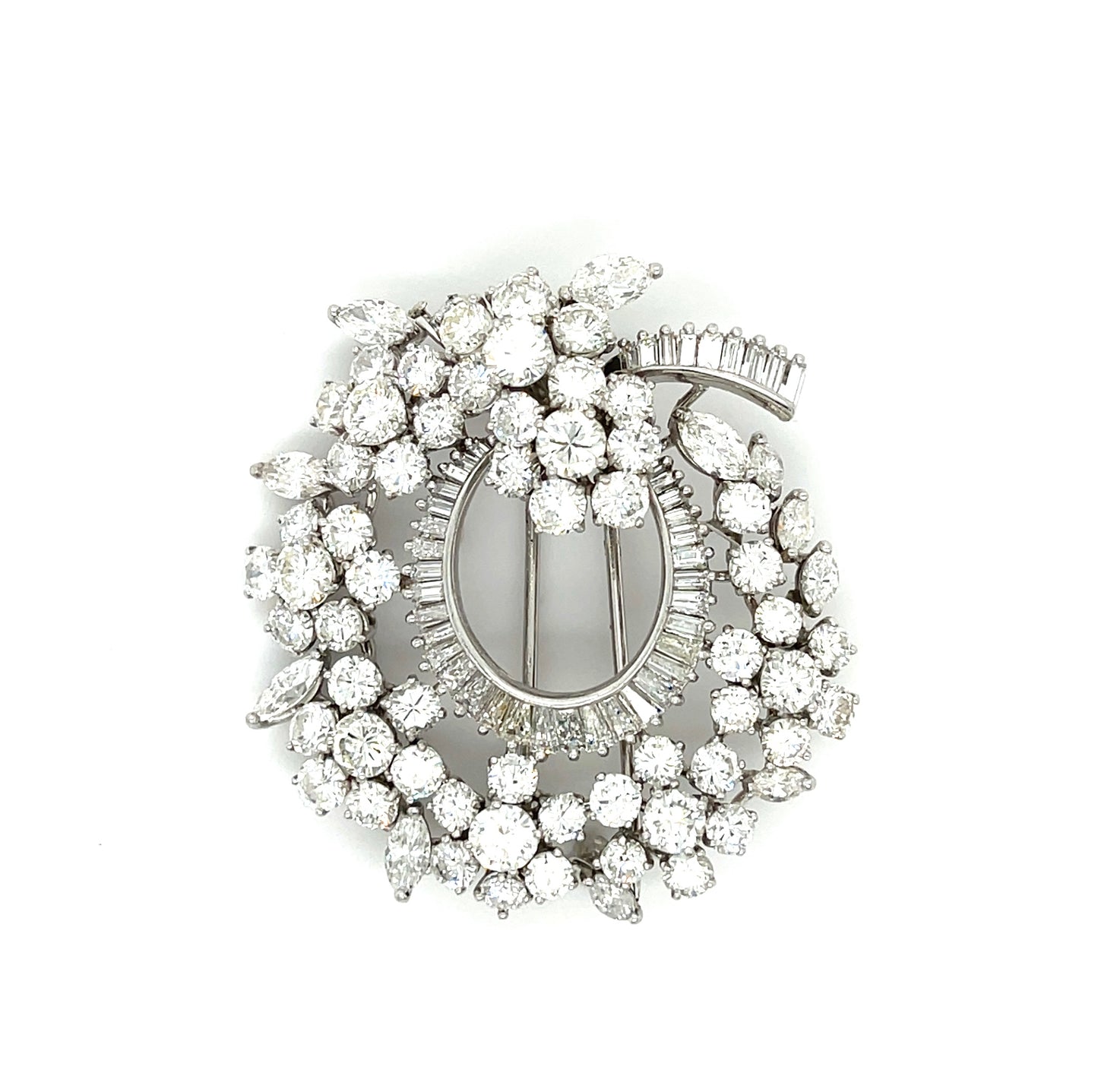 8.00ct Dia 56 Stones PT Brooch Circa 1960s 1.70ct (11 Marquise) 2.25ct (42 Bag)