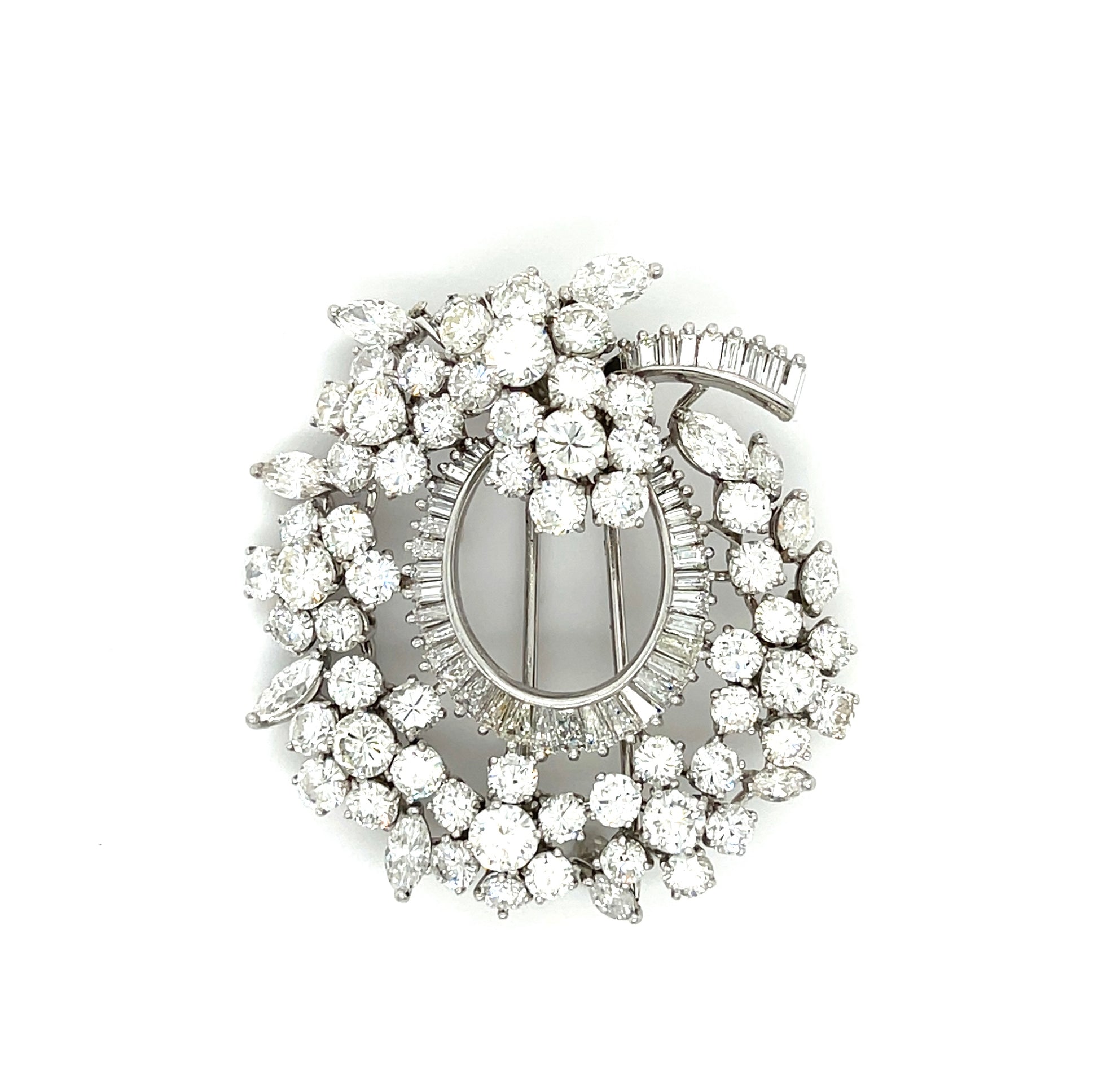 8ct Dia 56 Stones PT 23.20gr Brooch Circa 1960s 1.70ct (11 Marquise) 2.25ct SD