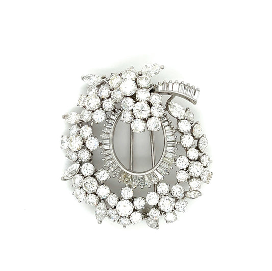 8ct Dia 56 Stones PT 23.20gr Brooch Circa 1960s 1.70ct (11 Marquise) 2.25ct SD