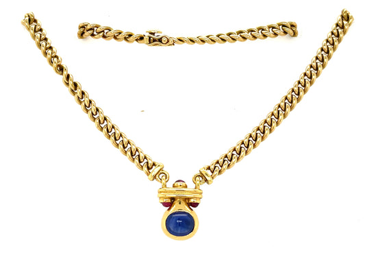 Bvlgari Estate  2.00ct Sapphire Cabouchon 18KY  Necklace