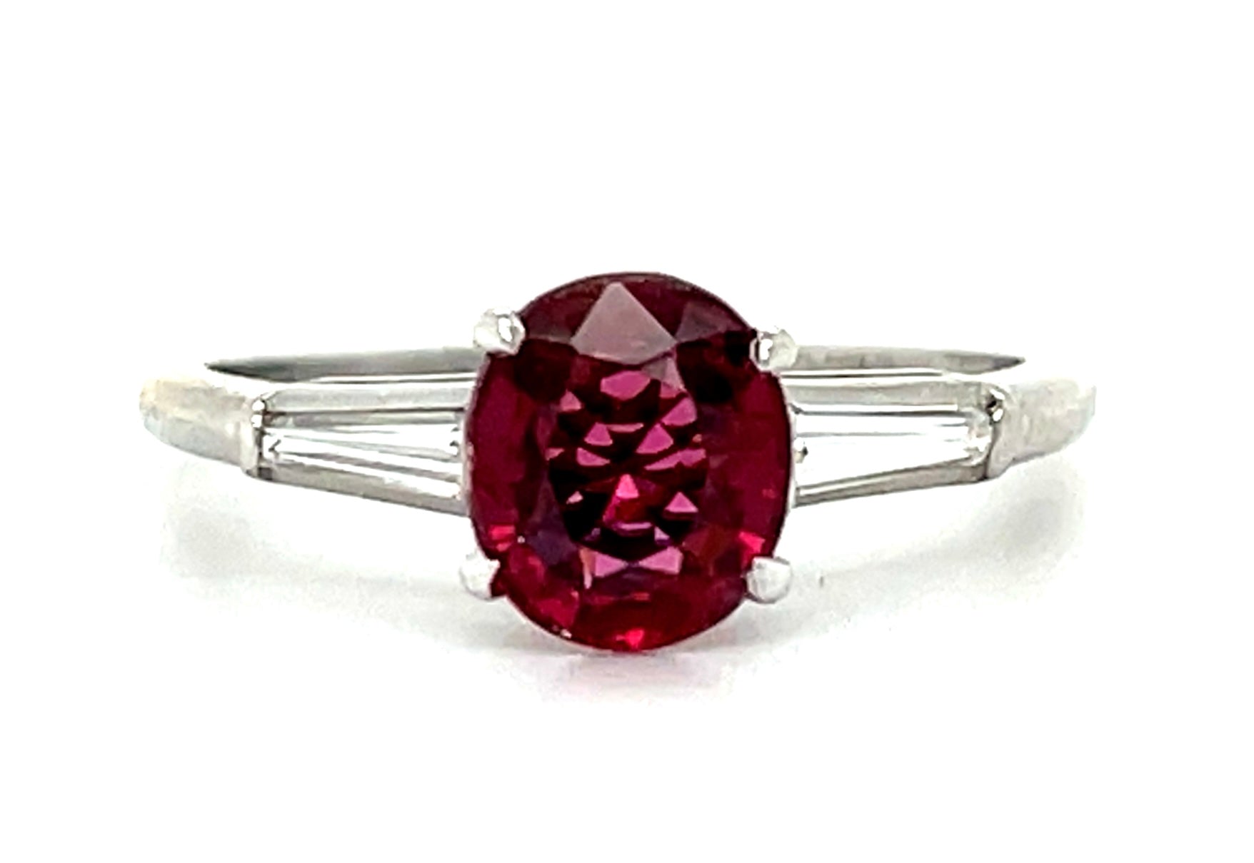 1.46ct Spinel &  0.30ctw Diamond PT  3.40gr Estate Ring Size 6.50