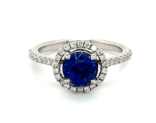 1.39ct Sapphire &  0.46ctw Diamond 14KW  2.50gr Ring Size 4.75