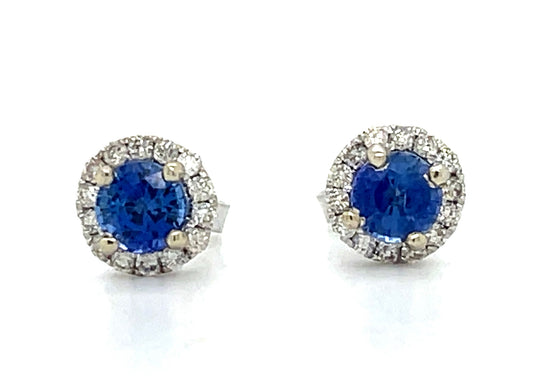 1.18ct Sapphire &  0.23ctw Diamond 14KY  1.36gr Earrings