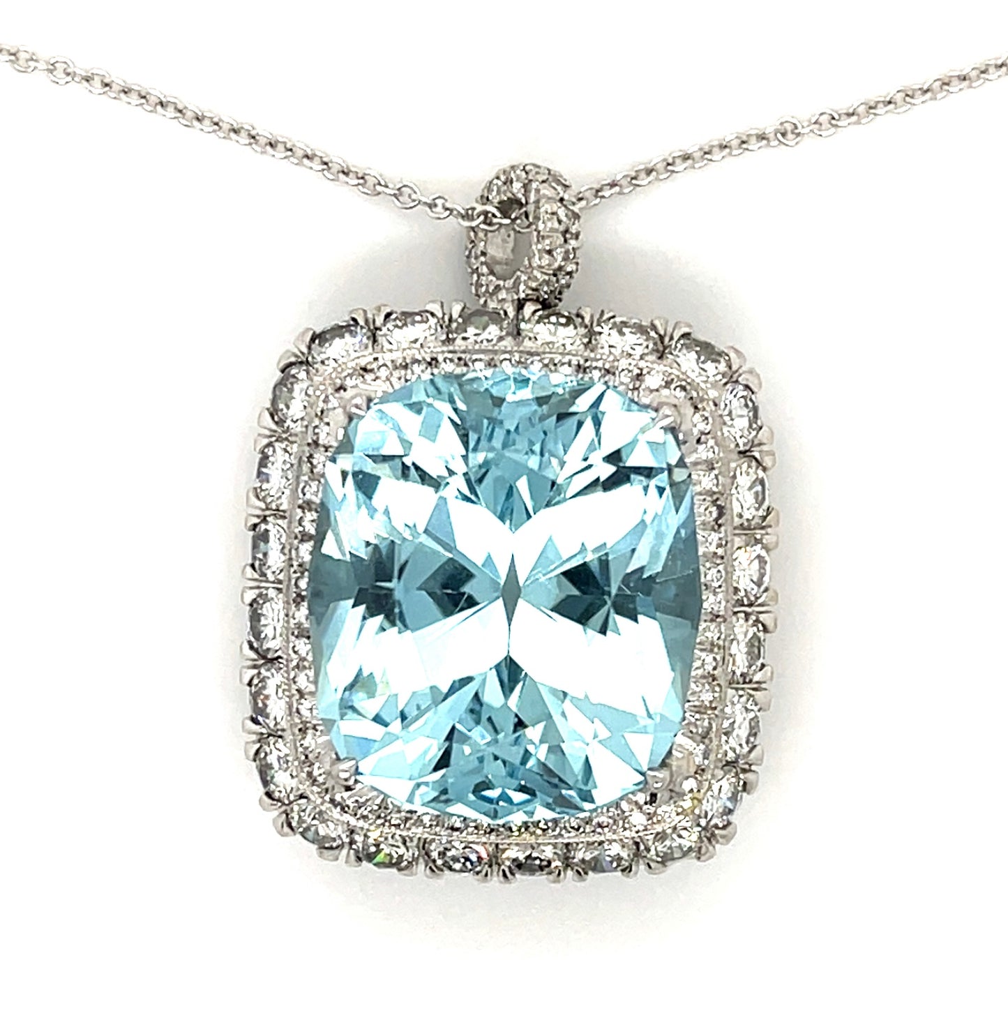 24.04ct Aquamarine &  5.00ctw Diamond PT  15.33gr Pendant Circa 1950s Pndnt