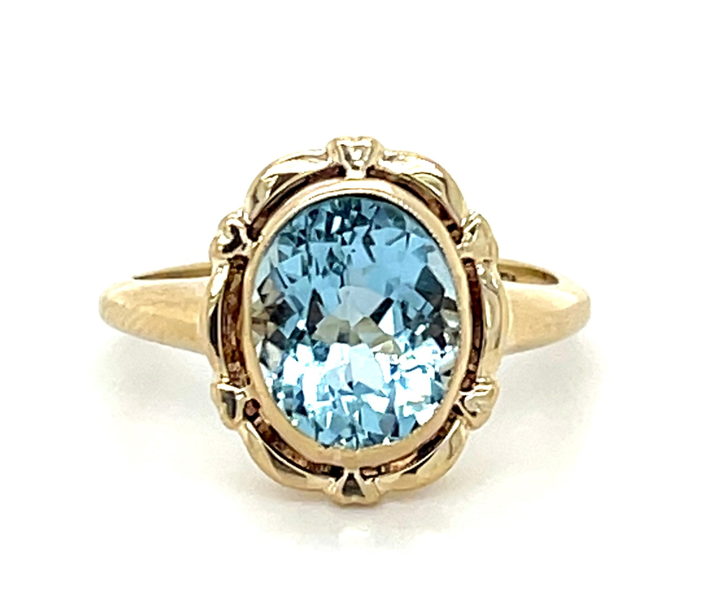 Estate  2.24ct Aquamarine 10K  2.23gr Ring Circa 1930s Size 6