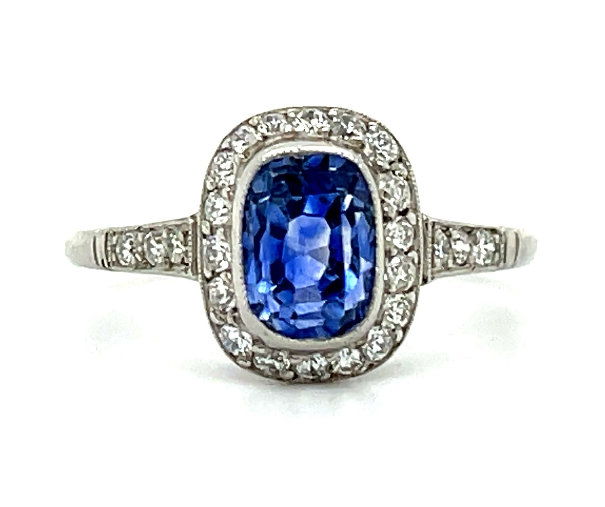 1.96ct Sapphire &  0.44ctw Diamond PT  4.85gr Ring Approx Dia Weight Size 7